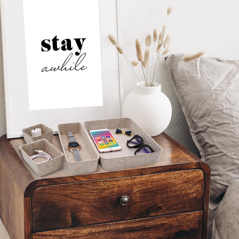 Welaxy Desk Drawer Organizer Tray, 8-Piece Beige Office Storage, Nordic Minimalist Lifestyle (Oatmeal) - Image 2